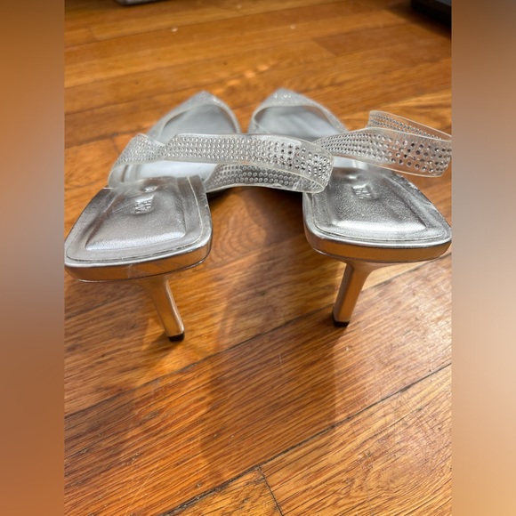 Zara clear vinyl & silver rhinestone pointed toe heels size 40 - Picture 3 of 7